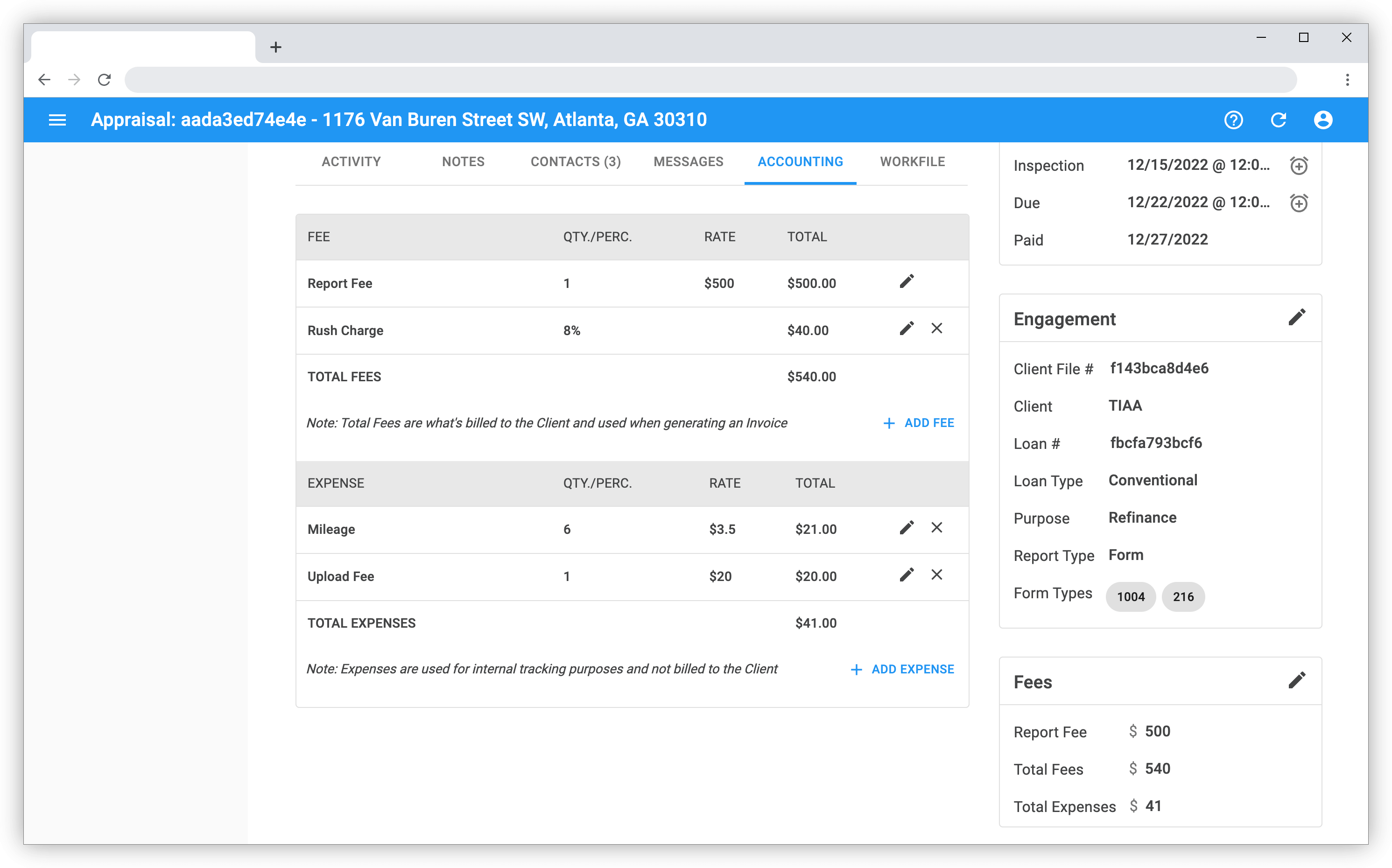 Appraisal: Accounting - Fees & Expenses Image
