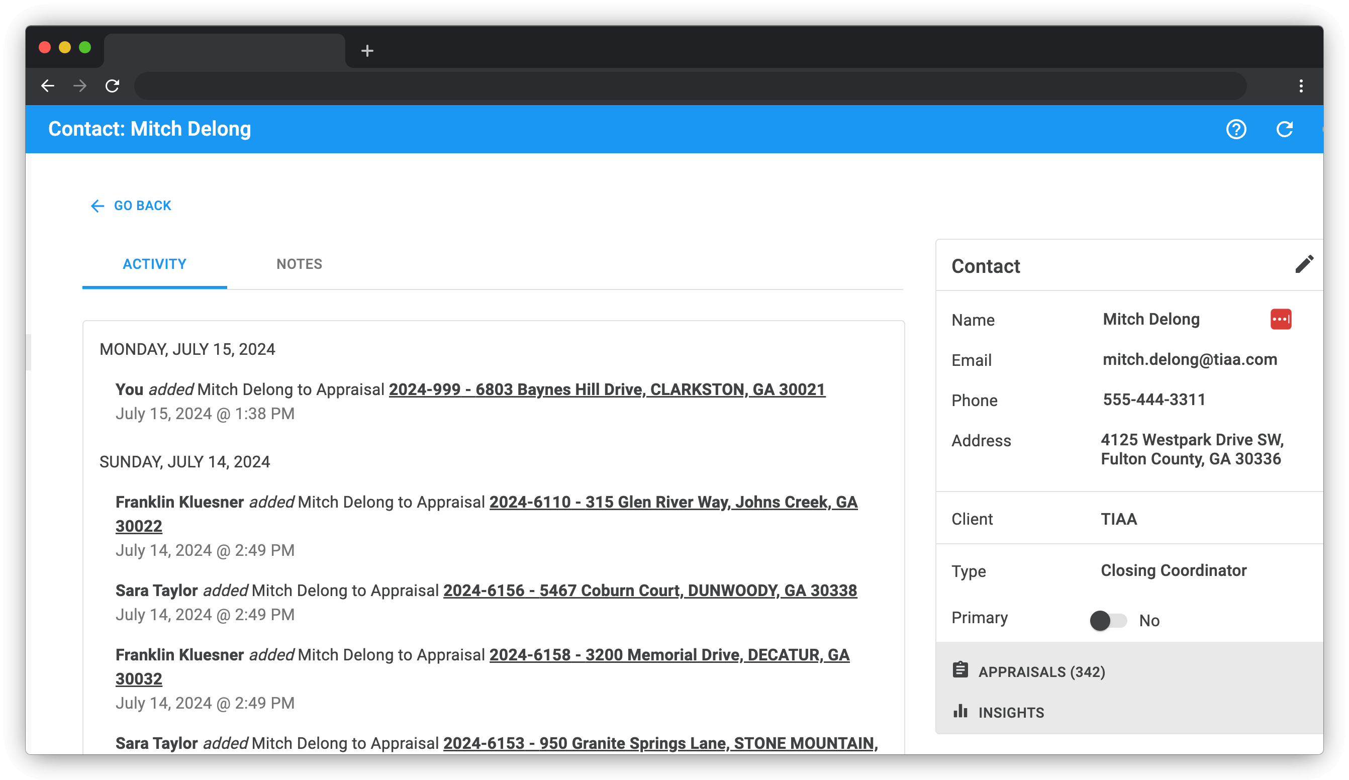 Contact details view Image