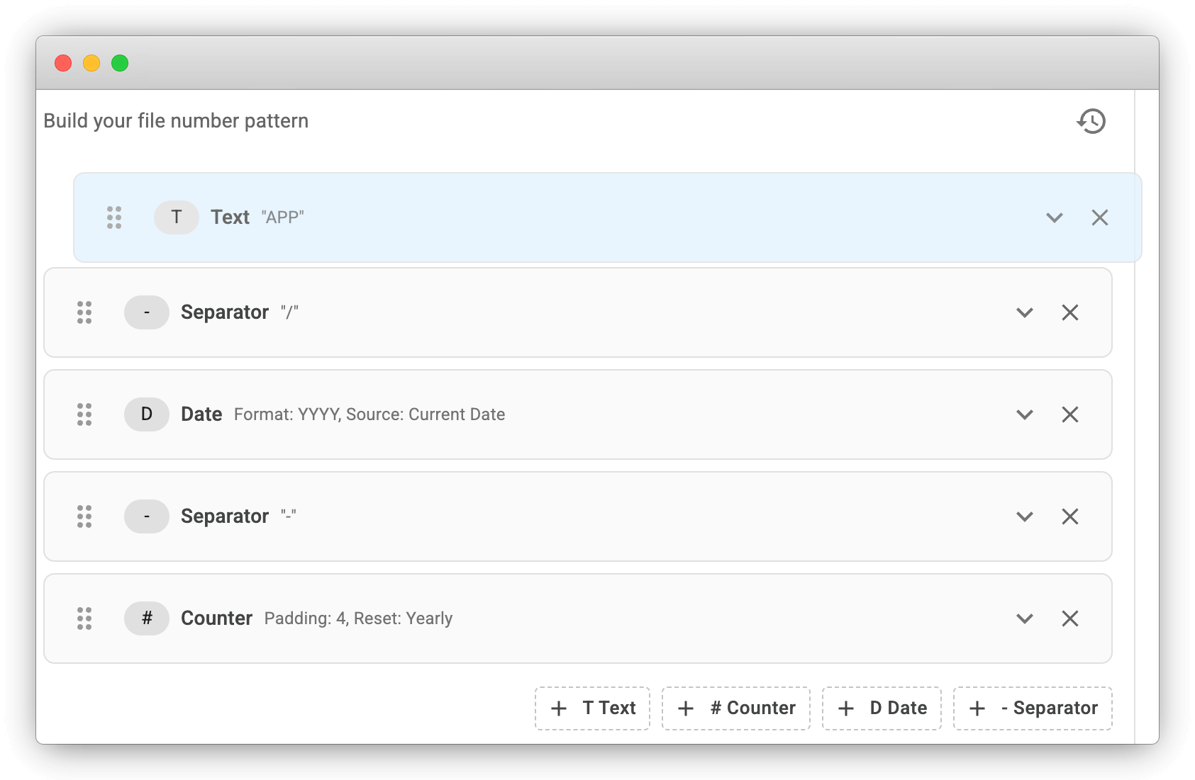 File Number Pattern Builder